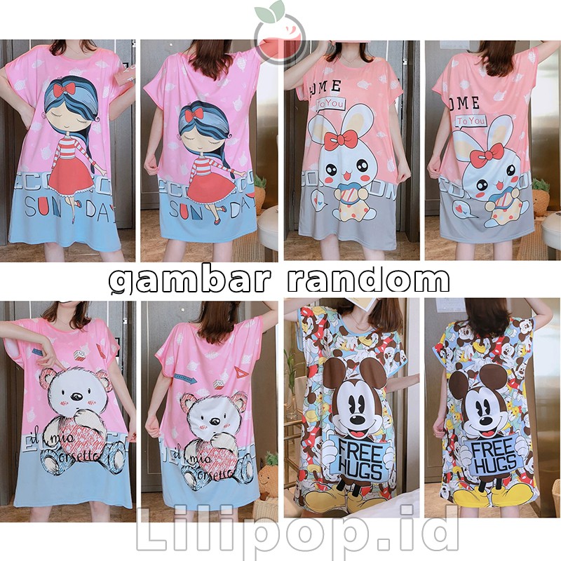 Baju Tidur Import Dewasa All Size Bahan Spandex Baby Doll Korea Murah DT HP 3/4 CP PP Lilipop