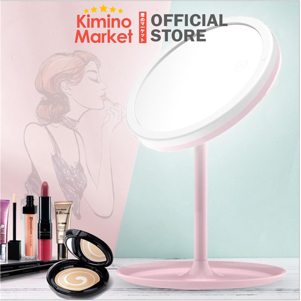 Cermin Kaca LED with Light Rias Make Up Meja Cermin Estetik