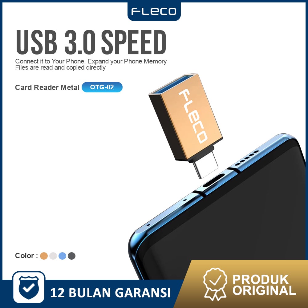 OTG Adapter USB Type C to USB 3.0 FLECO BAHAN METAL HIGH SPEED DATA TRANFER