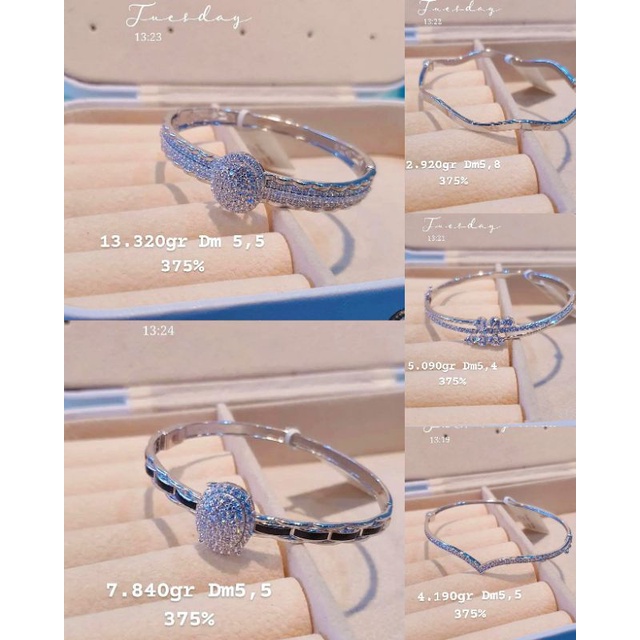 gelang CEKAK emas putih kadar 375%