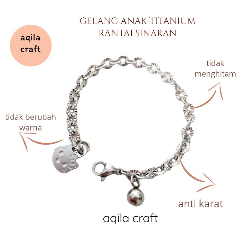 GELANG TANGAN ANAK RANTAI NURI SINARAN GELANG ANAK / DEWASA ANTI KARAT TIDAK MENGHITAM TIDAK BERUBAH WARNA