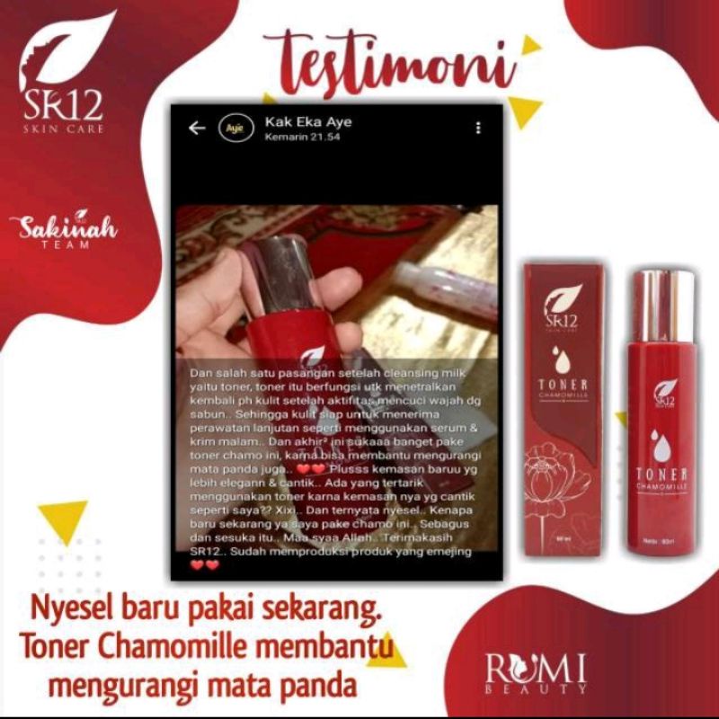 SR12 Toner Chamomille Toner Kulit Kering Penghilang Mata Panda Penyegar Wajah