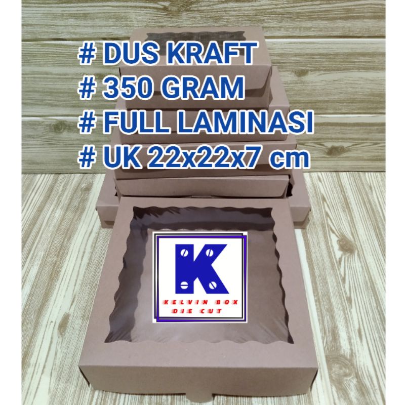 

Dus brownis/ Kraft laminasi 350gram UK 22x22x7 cm