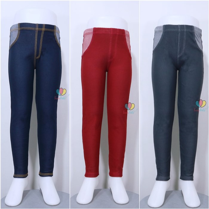 KANTONG JEANS Legging uk Anak Tanggung Remaja ABG / Laki Perempuan Celana Panjang Anak Polos Denim