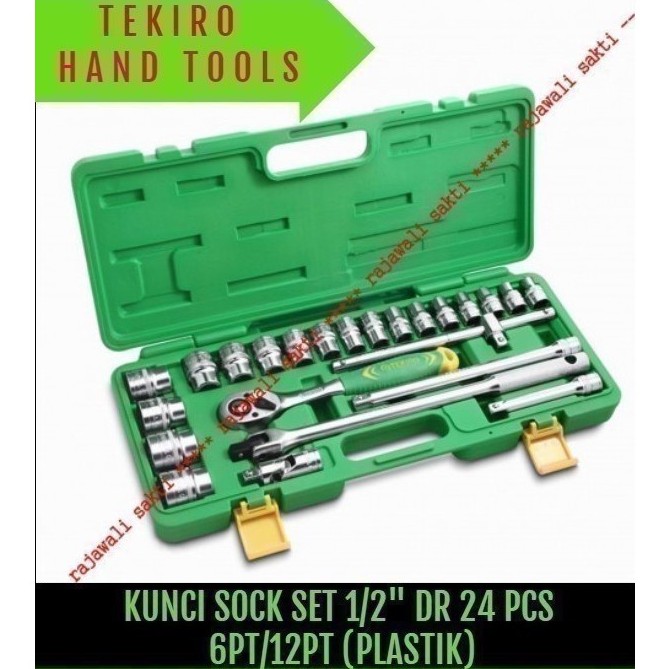 TERMURAH TEKIRO KUNCI SOK 24 PCS KUNCI SOCK SET 24 PCS MOTOR MOFULL LENGKAP SOCKET TOOL GAGANG 1/2 I