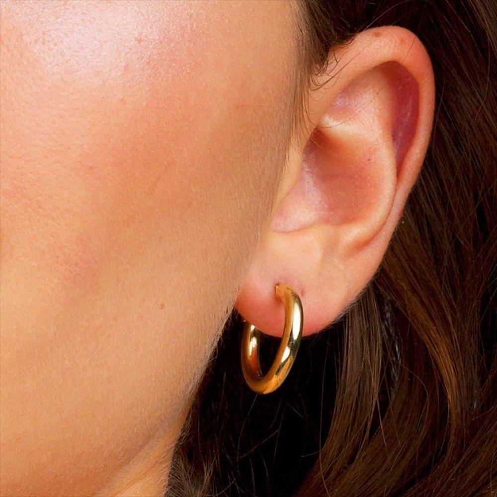 NEEDWAY Anting Hoop Geometris Trendi Telinga Gesper Lingkaran Gaya Keren Logam Glossy Gadis Gaya Korea Earrings