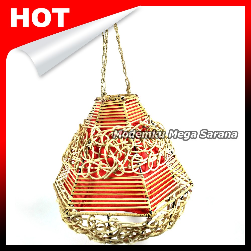 Kap Lampu Bambu Rotan Ruwet - KP003