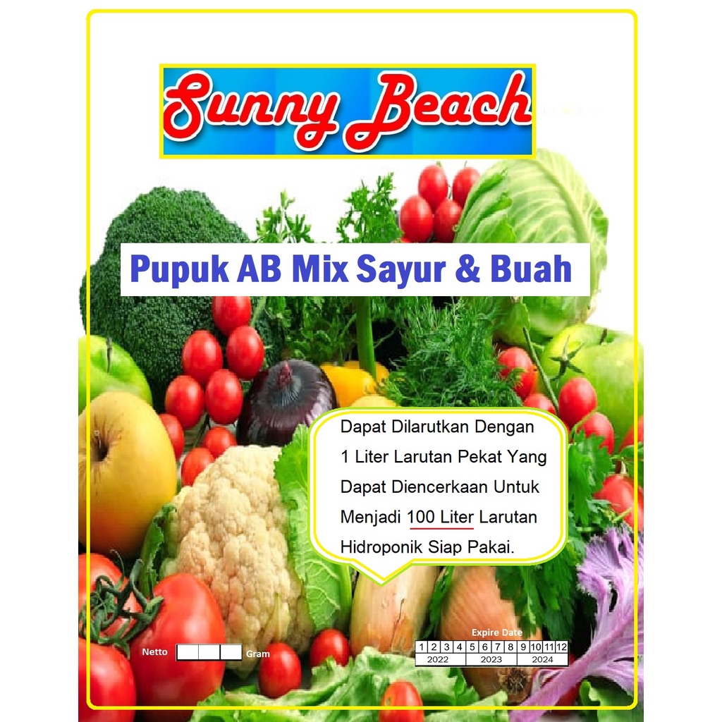 Pupuk AB Mix Buah dan Sayur Pouch Sunny Beach| Pupuk Buah Pupuk Sayur