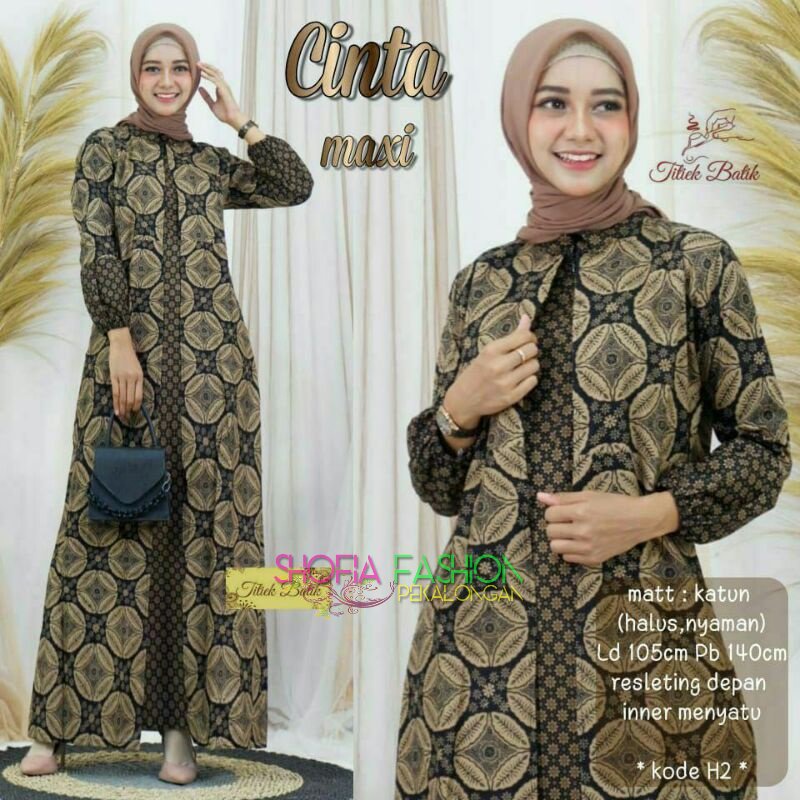 Gamis cinta cardy nyatu | Gamis batik ori pekalongan motif batik