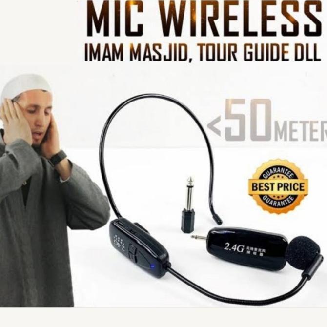 Mikrofon Mic Clip On Wireless 2.4G Presentasi Tur Imam Masjid Musholla