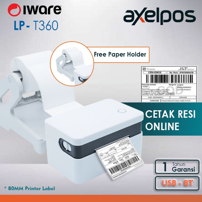 PRINTER BARCODE THERMAL LABEL STIKER RESI IWARE LP-T360 USB BLUETOOTH