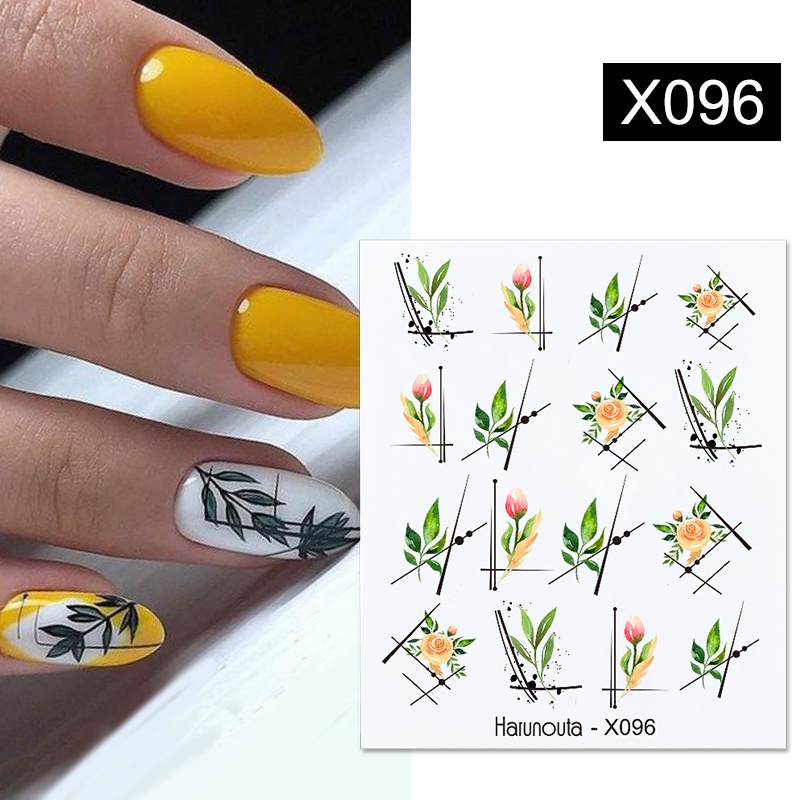 Stiker Kuku Motif Bunga leves Warna-Warni Untuk Nail Art