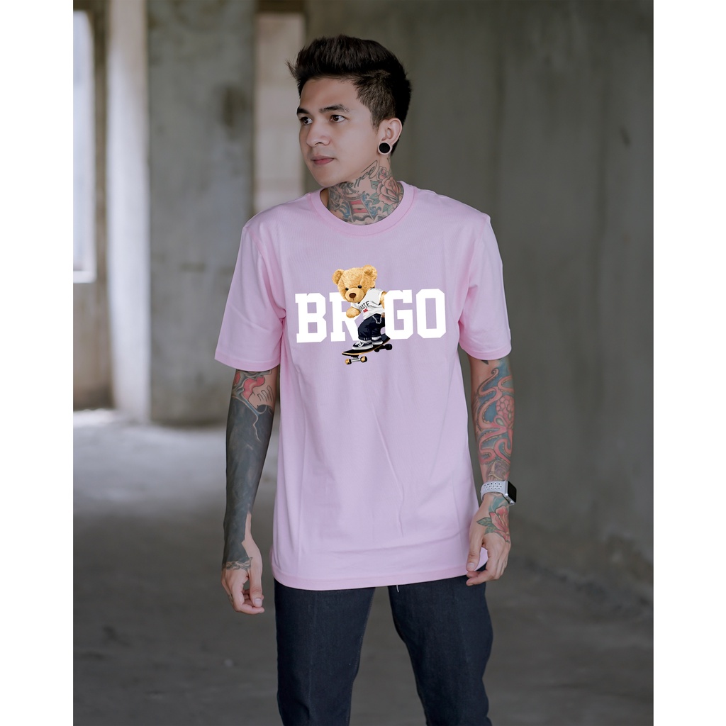 BRIGO Kaos Lengan Pendek Bear Skateboard II Kaos Distro BRIGO Beruang Skateboard II Kaos Katun Combed M-XL ( Pria &amp; Wanita )