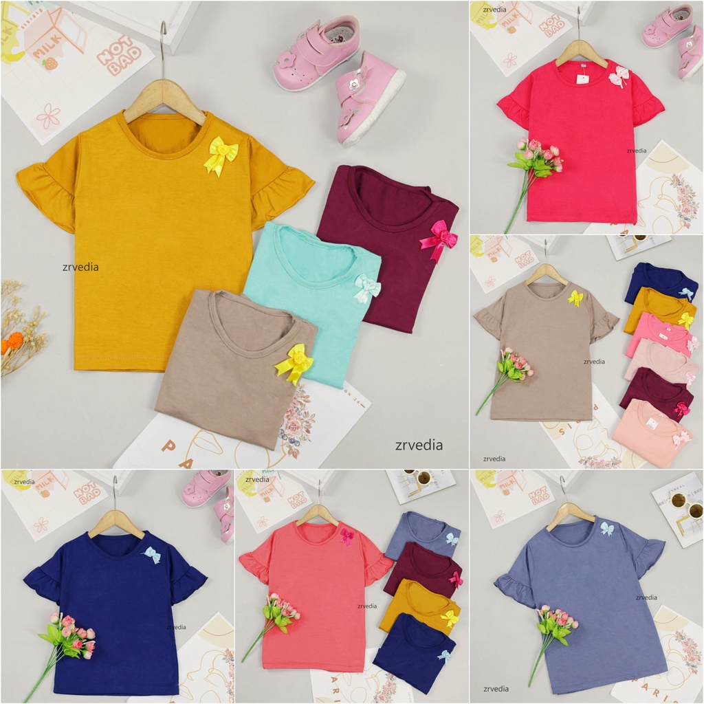 Safira Blouse uk 1-3 Tahun / IMPORT Kaos Polos Baju Atasan Anak Perempuan Kids Cewek Blus Shirt