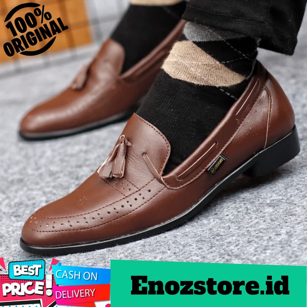 ENOZ X HONDO - Sepatu Formal Pria Kulit Asli Original Pantofel Kerja Pesta Cowo/Cowok Keren Trendy Modis Nyaman