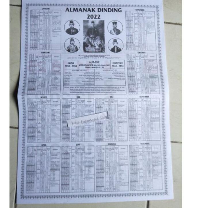 

[PRODUK 8CRPD] Kalender Dinding/Kalender Jawa/Kalender Almanak(2022) 47×30CM TF9