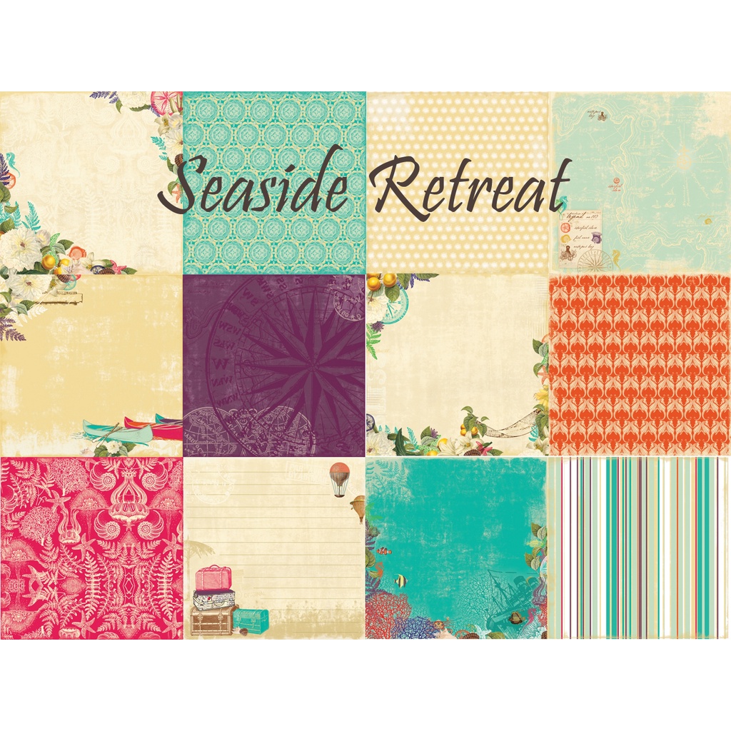 

12x12 Paket Kertas Scrapbooking "Seaside Retreat" (12 lembar)