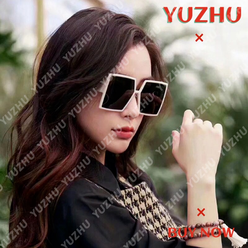 (YUZHU) COD Kacamata Hitam Korean Gaya Wanita Square Oversized Frame Kacamata Fashion Gaya Wanita