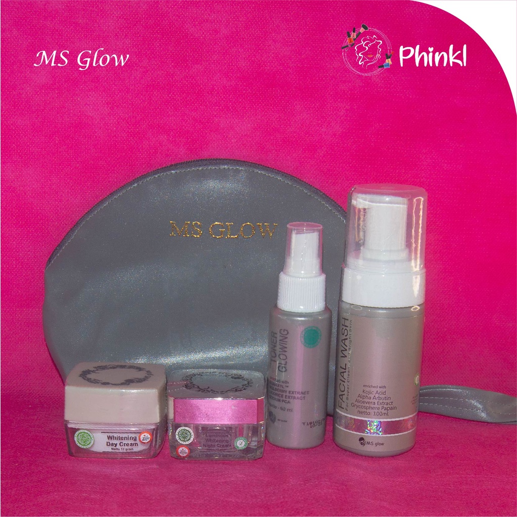 `ღ´ PHINKL `ღ´ (っ◔◡◔)っ ♥ ms glow ♥ Paket Ms Glow sudah dapat tas atau pouch skincare viral (sabun , toner , day , night cream) pemutih wajah