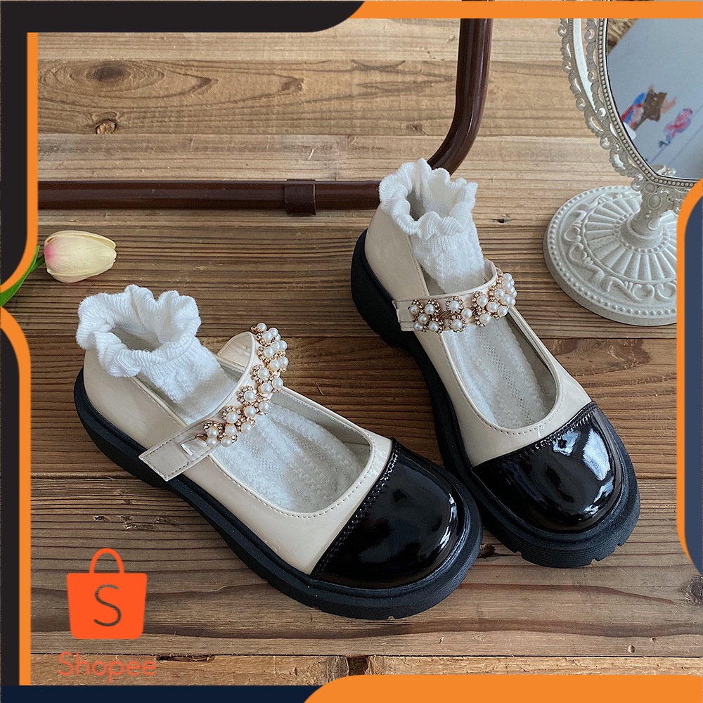 Vintage Kulit Sepatu Wanita Hepburn   Jepang Rok Sepatu Serbaguna SingleLayer Sepatu Niche Wanita ma