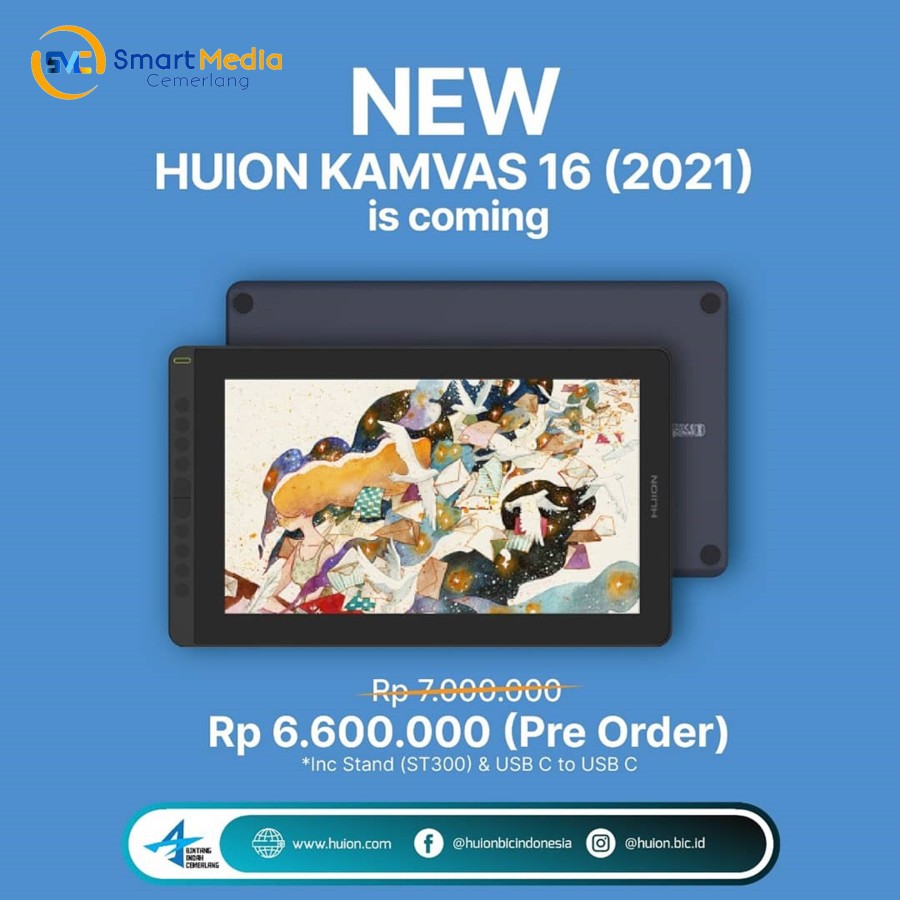 Huion Kamvas 16 (2021) l Drawing Display Tablet Huion Kamvas16