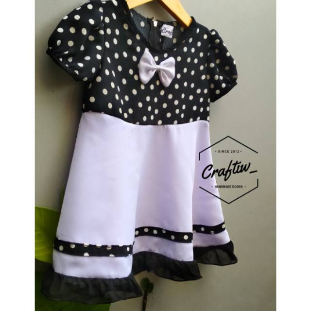 Dress anak / baju pesta anak / baju main anak umur 2 tahun - hitam putih