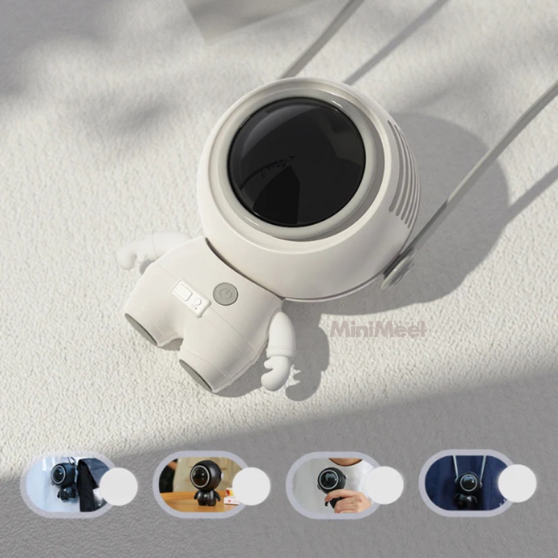 Portable Mini Fan Rotating 360 Degree Hanging Neck Fan Rechargeable 3 Wind Speed Fan  Kipas Astronot