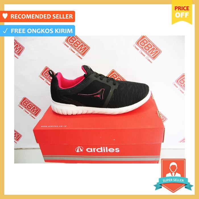 Ardiles Shopie Sepatu Wanita Santai Kerja Running Hitam/Merah Fush