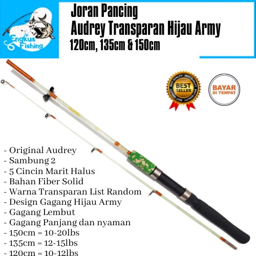 Joran Pancing Audrey Transparan 120cm-150cm (Motif Hijau Army) Berkualitas Murah