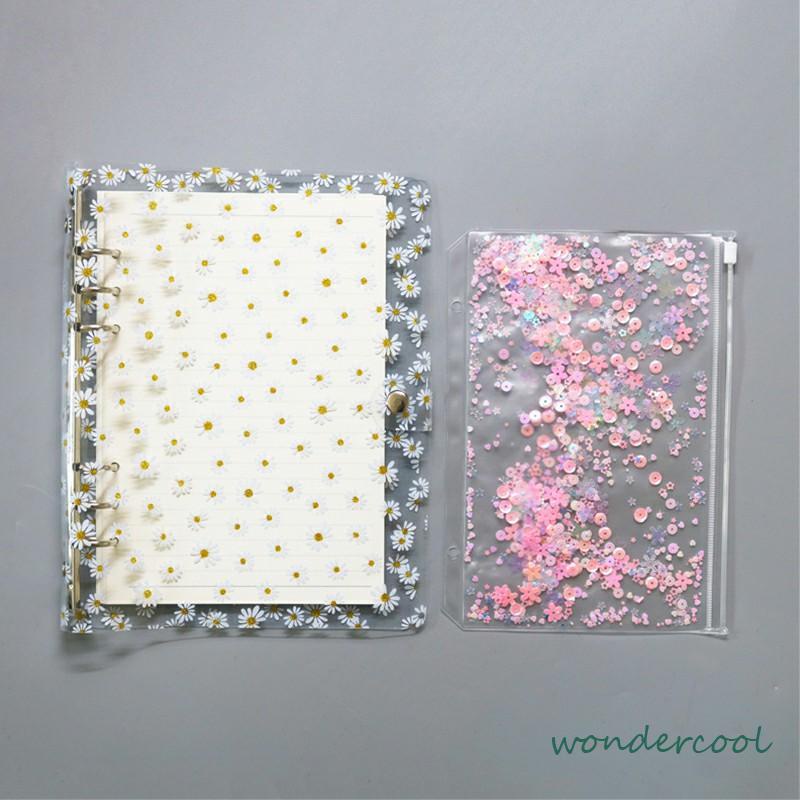 Buku Notebook / Catatan / Diary A6 Cover PVC Transparan Motif Bunga Daisy -Won