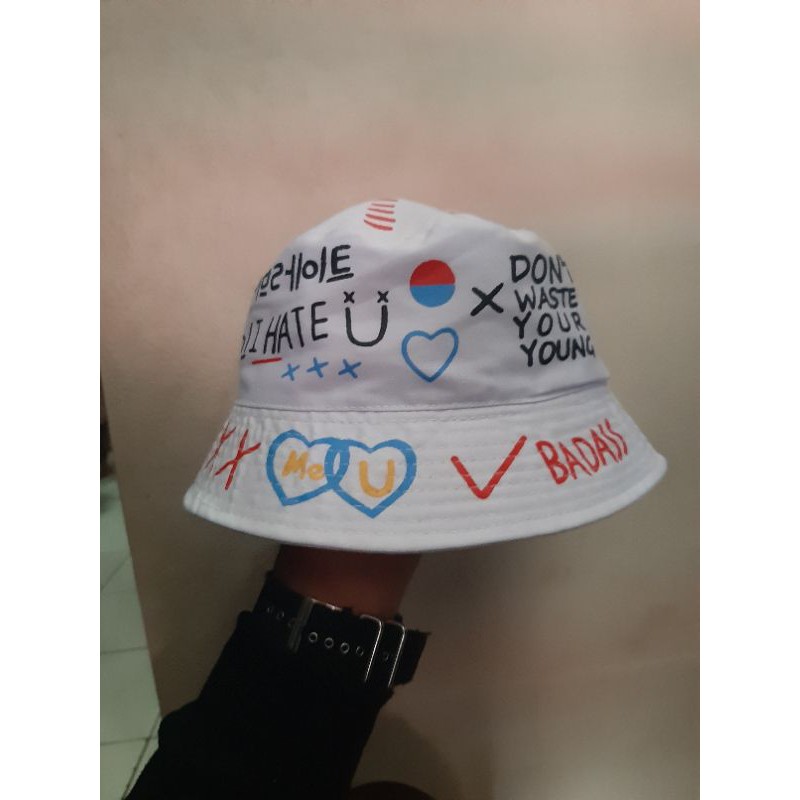 TERMURAH TOPI BUCKET ANAK KOREA LAKI CEWE SABLON BADAS BOLAK BALIK PANTAI FISHERMAN BISA COD