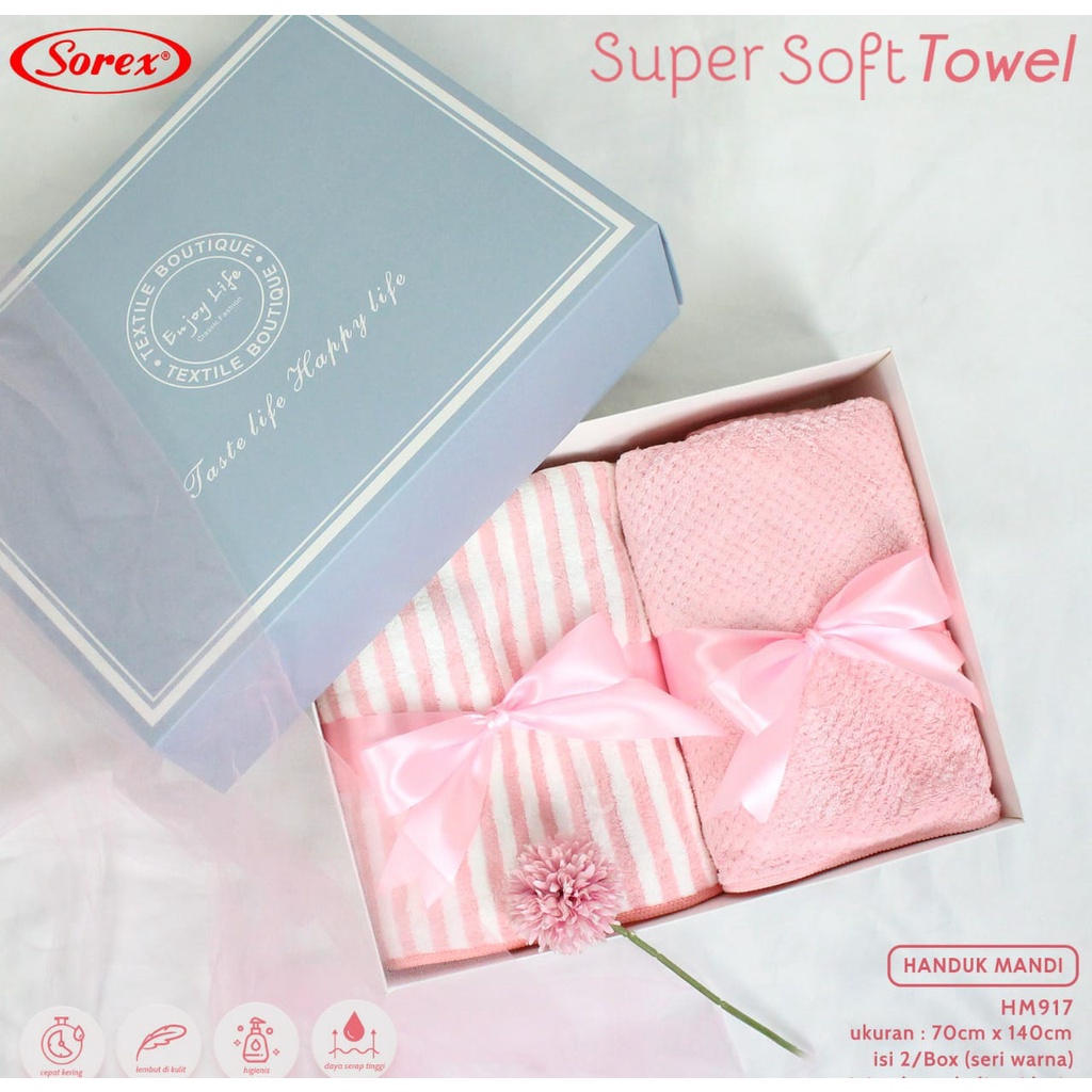 (1pcs) Handuk Sorex Towel HM 917 (70x140) Besar Super Soft | Handuk Seserahan |gvx