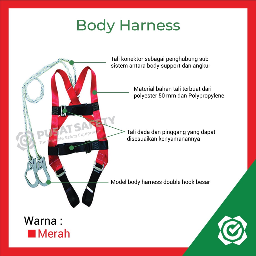 Full Body Harness Safety Belt Excellent 0257A Double Hook