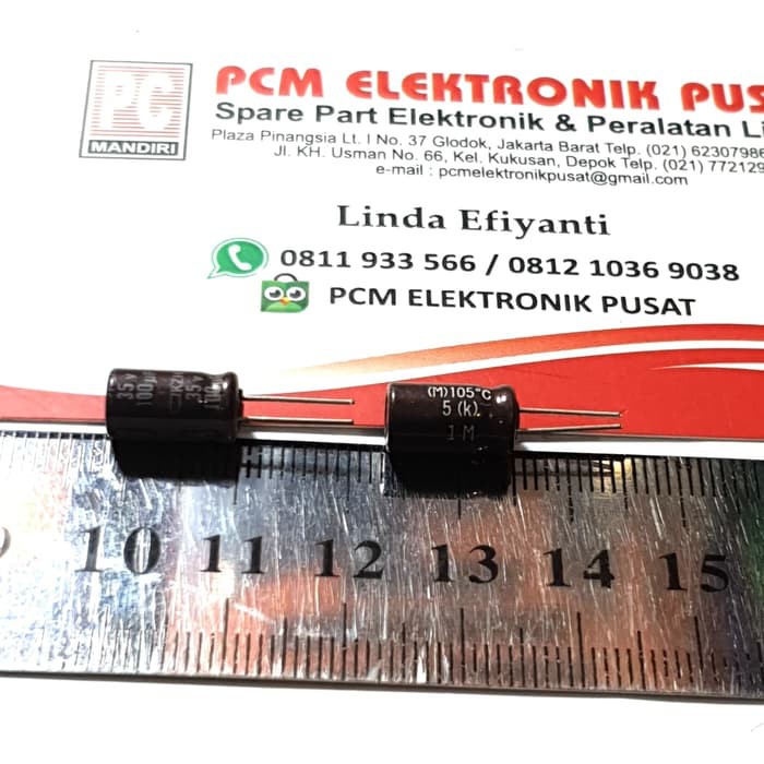 New Capasitor Kapasitor Elco 100 uf 35 volt coklat 105 '