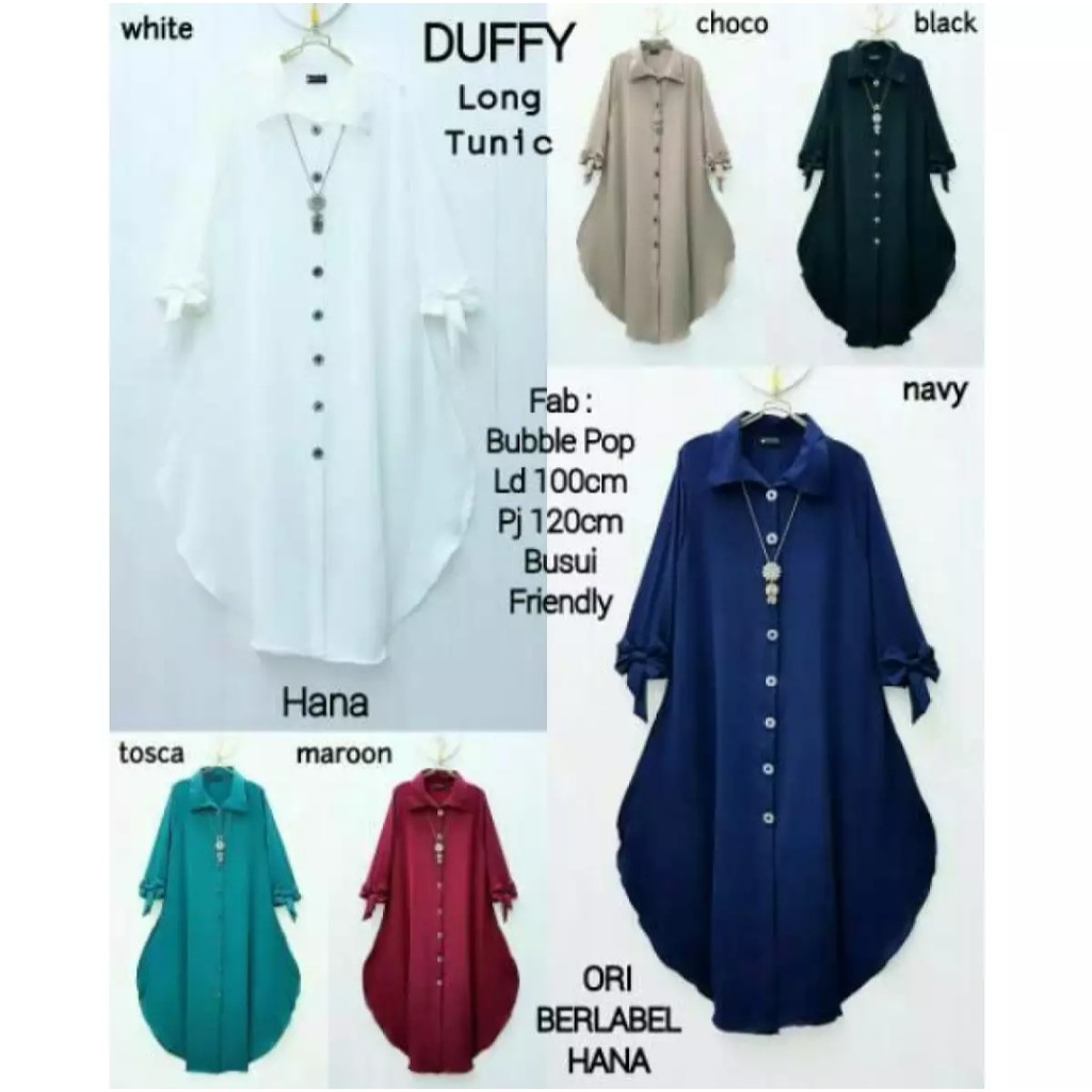 aliafashion18 - DUFFY LONG TUNIK / ATASAN WANITA / TUNIK WANITA / FASHION MUSLIM