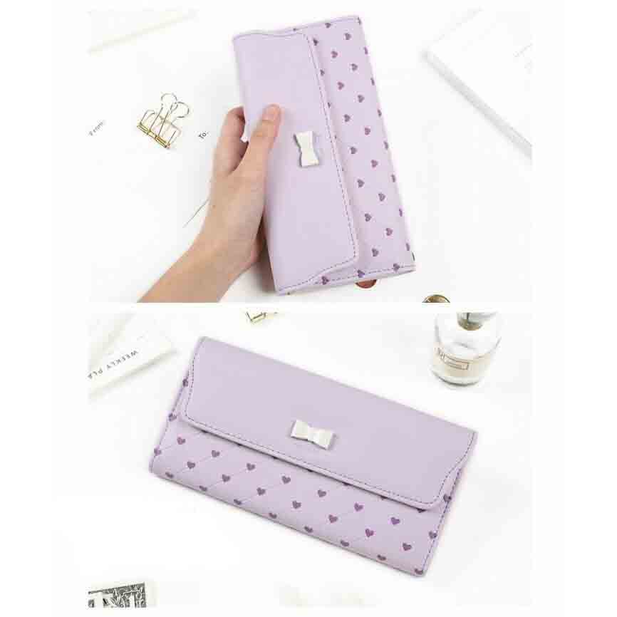 GRATIS ONGKIR    Dompet lipat wanita panjang wallet love pita pita polka polca polkadot ribbon