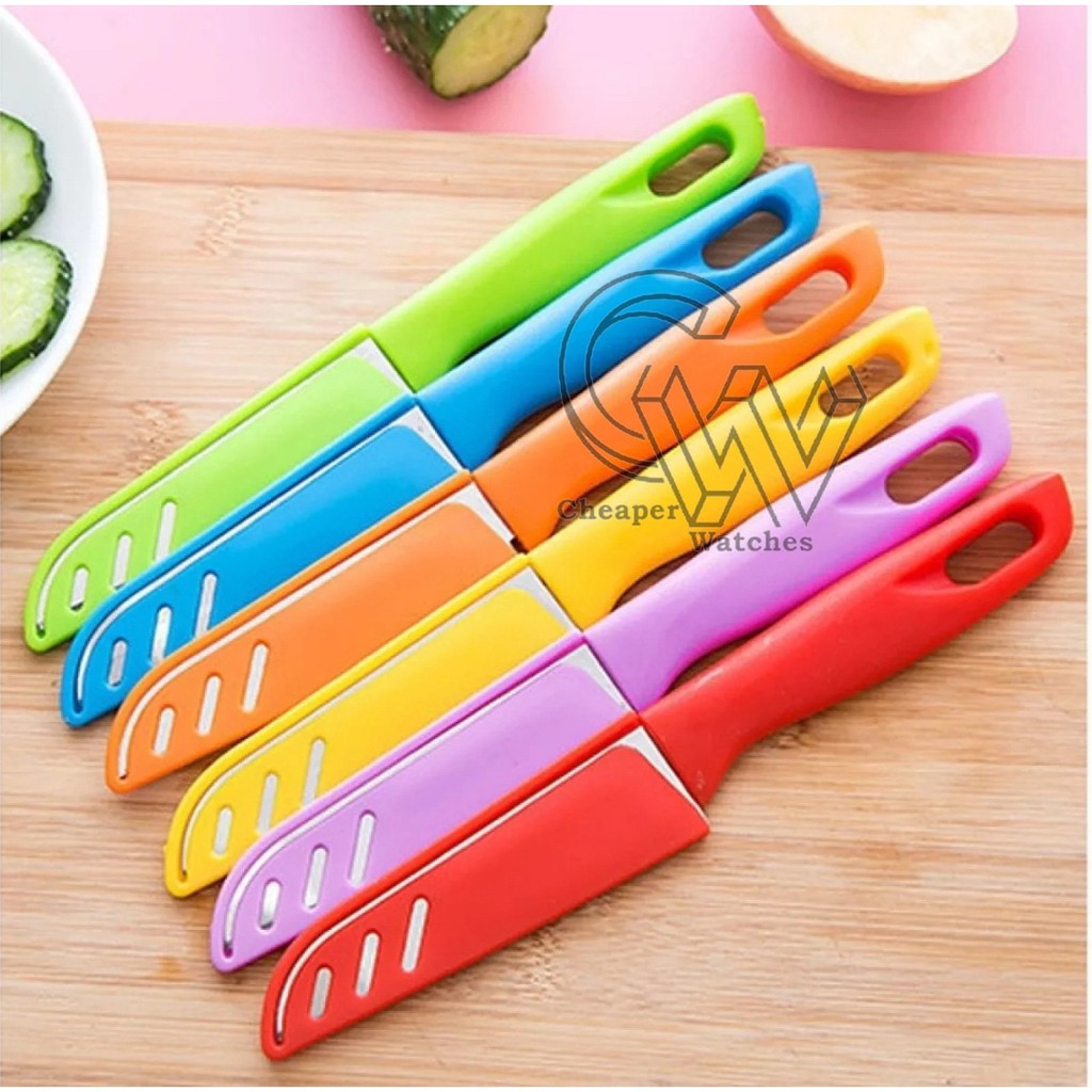 Cheaper-Pisau Dapur Stainless Steel Knife Buah Sayur Kupas Potong Serbaguna Warna Warni