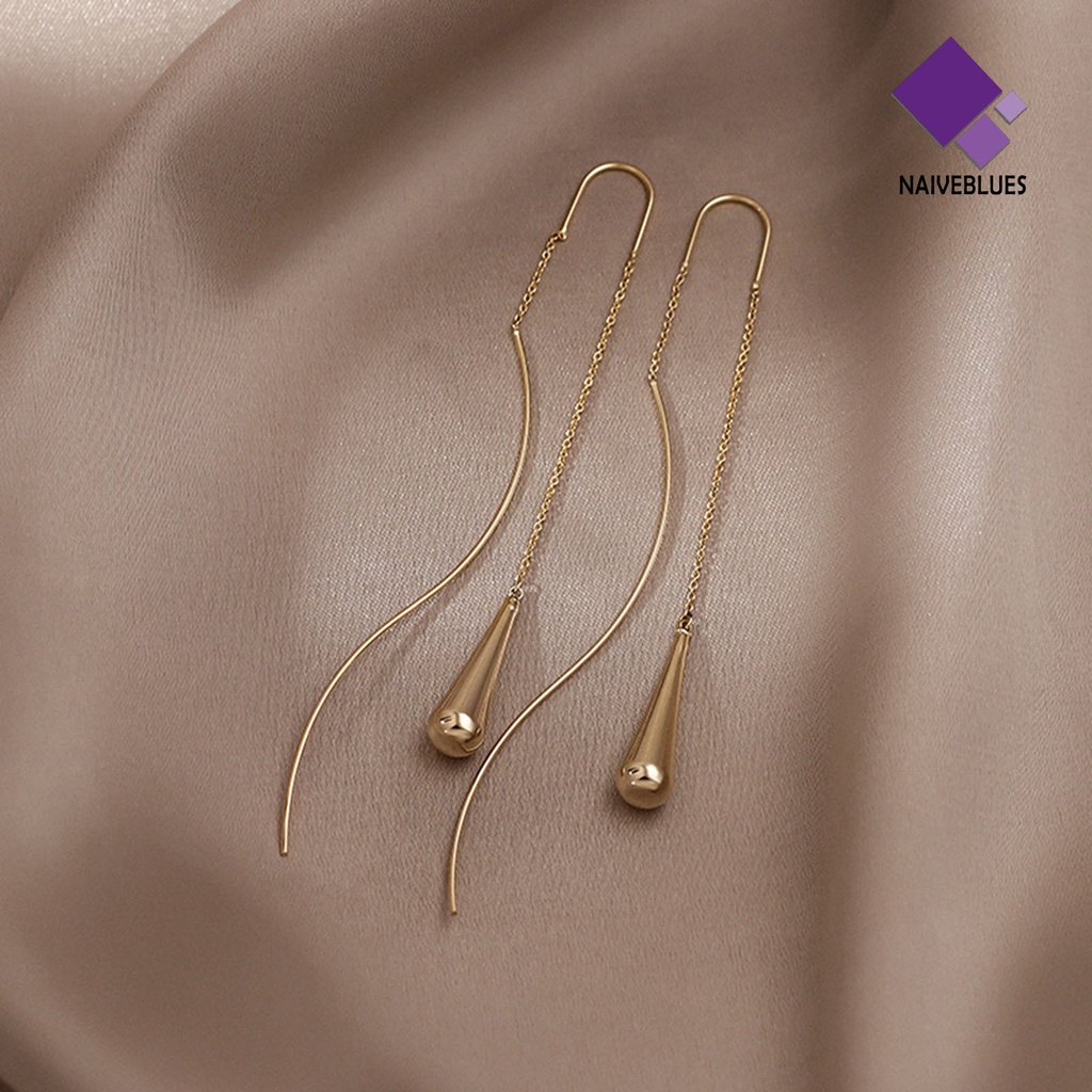 1 Pasang Anting Gantung Panjang Model Geometri Elegan Untuk Wanita