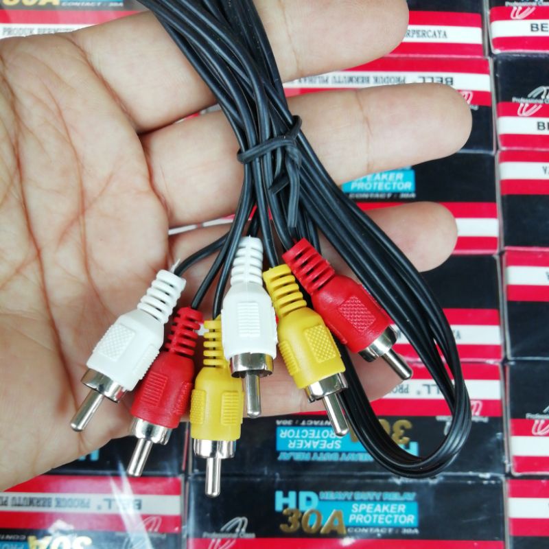 KABEL RCA 3WAY PANJANG 1,5 METER SISA PABRIK