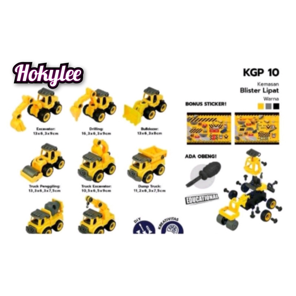 Mainan anak mobil truck kontruksi set bongkar pasang - kgp 10