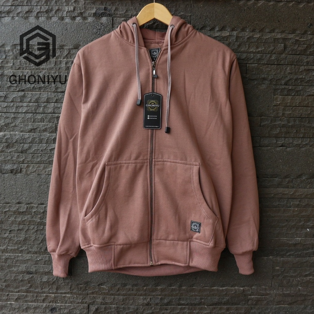 SSGD-08 Jaket Sweater Premium Original Ghoniyu Unisex Zipper Hoodie Pria Wanita Polos Putih