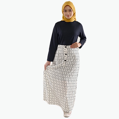 DEVAGO Rok Panjang Wanita Sandra Nyaman Modis Casual Stylist Ori Variasi Kancing All Size