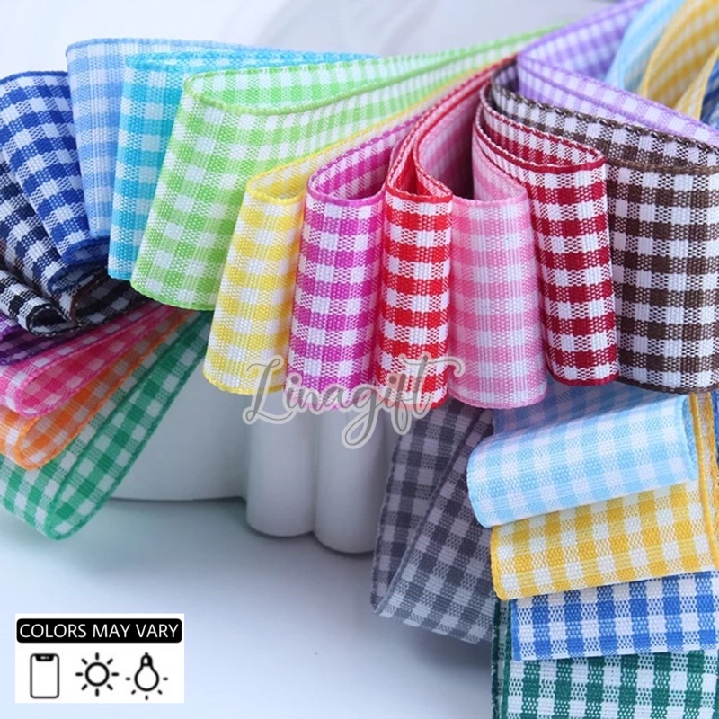 ( 3 Meter ) PLAID RIBBON - PITA KAIN KOTAK KOTAK 0.5 / 1 IN / 1.5 1.25 CM / 2.5 CM / 4 CM