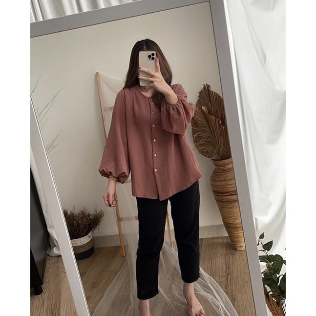 Vella Blouse Bahan Crinkle JUMBO L-XXL / Atasan jumbo / Blouse Muslim Wanita / Baju Korea