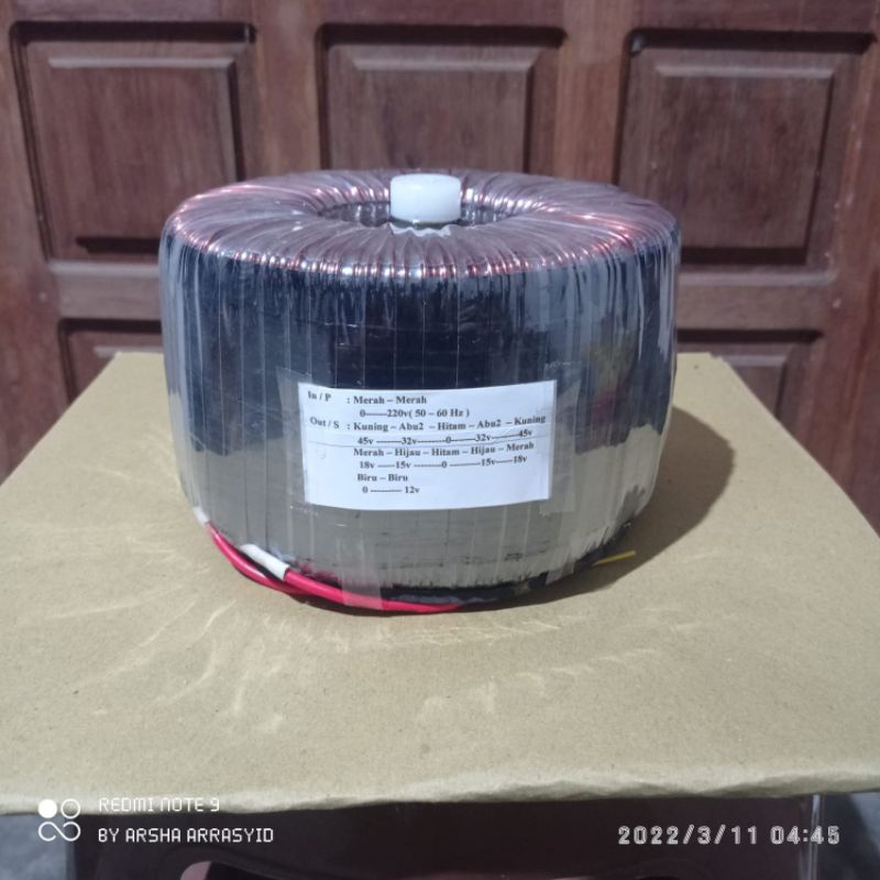 trafo toroid donat 40A CT 45V
