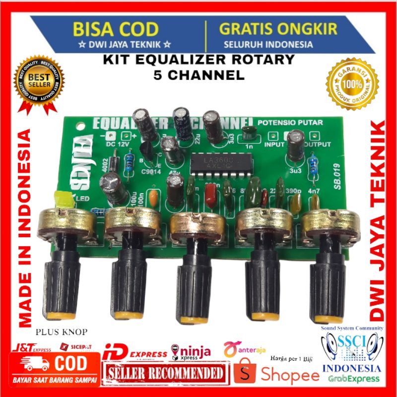KIT EQUALIZER 5 CHANEL POTENSIO PUTAR EKUALISER 5 CHANNEL