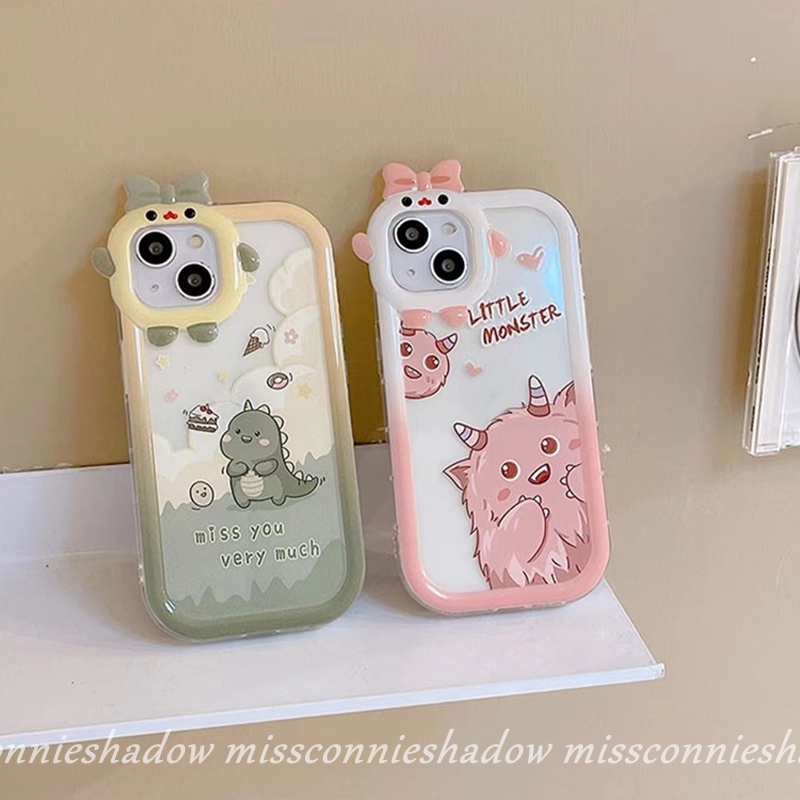 Soft Case TPU Motif Kartun Monster Dinosaurus 3D Untuk IPhone 7 8 Plus XR 11 6 6S Plus 14 13 12 Pro MAX 11 Pro MAX X XS MAX