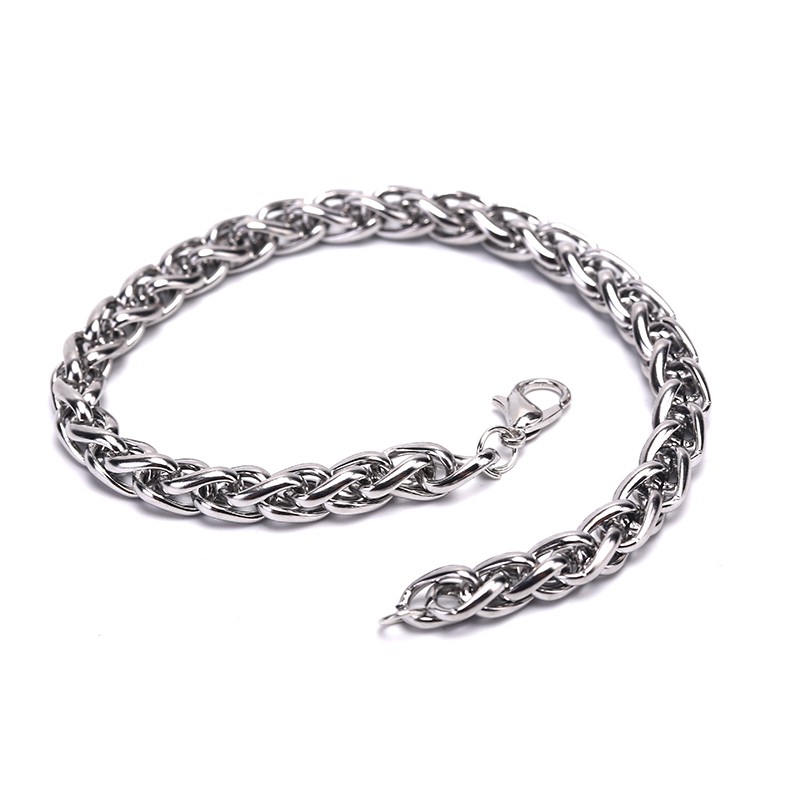 Hbid Gelang Tangan Rantai Stainless Steel Warna Silver Gaya Punk Untuk Pria