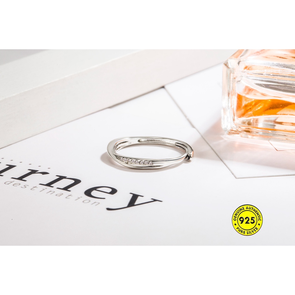 Cincin Berlian Baris Tunggal Bahan S925 Silver Untuk Wanita