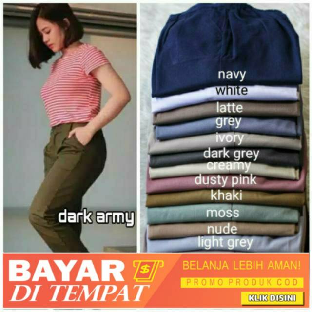 READY STOK BAGGY PANTS Latte nude beige ivory maroon dusty 